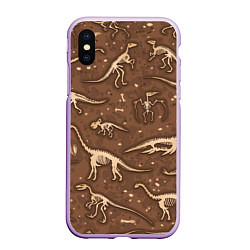 Чехол iPhone XS Max матовый Dinosaurs bones, цвет: 3D-сиреневый