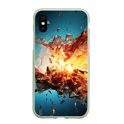 Чехол iPhone XS Max матовый Взрыв плиты / 3D-Салатовый – фото 1