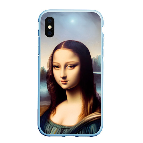 Чехол iPhone XS Max матовый Нейросеть - азиатская Мона Лиза / 3D-Голубой – фото 1