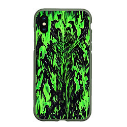 Чехол iPhone XS Max матовый Демонический доспех зелёный