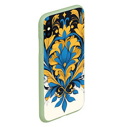 Чехол iPhone XS Max матовый Желто-синий букет, цвет: 3D-салатовый — фото 2