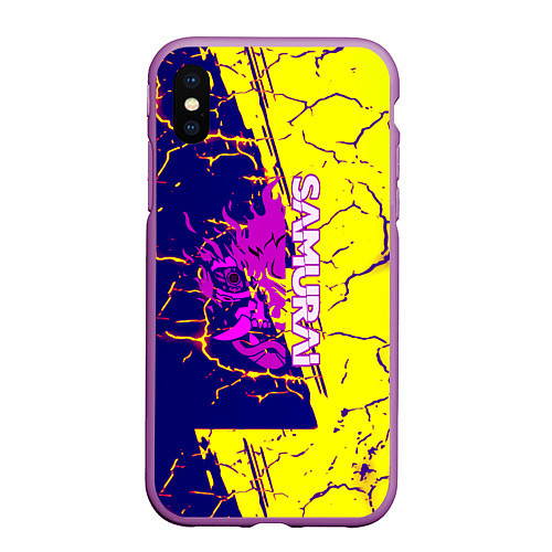 Чехол iPhone XS Max матовый Cyberpunk robopunk 2077 / 3D-Фиолетовый – фото 1