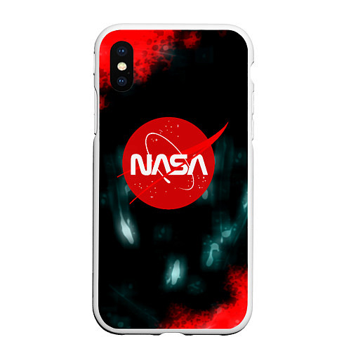 Чехол iPhone XS Max матовый NASA космос краски / 3D-Белый – фото 1