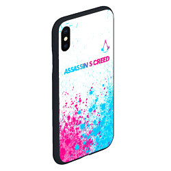 Чехол iPhone XS Max матовый Assassins Creed neon gradient style посередине, цвет: 3D-черный — фото 2