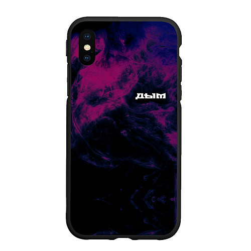 Чехол iPhone XS Max матовый Разноцветный дым / 3D-Черный – фото 1