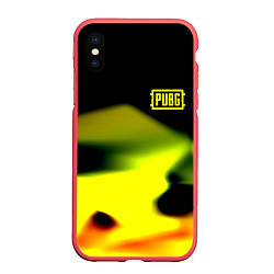 Чехол iPhone XS Max матовый PUBG gold abstraction steel geometry, цвет: 3D-красный
