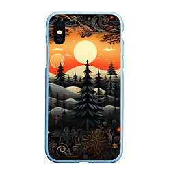 Чехол iPhone XS Max матовый Зимний лес в ожидании праздника, цвет: 3D-голубой