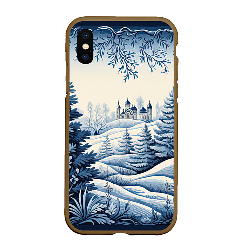 Чехол iPhone XS Max матовый Зимняя сказка 2024 / 3D-Коричневый – фото 1