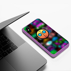 Чехол iPhone XS Max матовый Geometry dash stiker, цвет: 3D-фиолетовый — фото 2