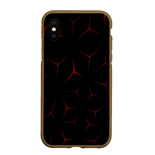 Чехол iPhone XS Max матовый Красный кибер узор / 3D-Коричневый – фото 1