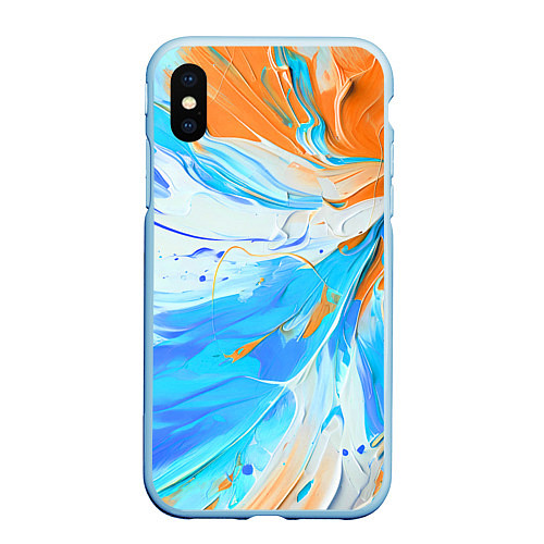 Чехол iPhone XS Max матовый Голубая и оранжевая краска / 3D-Голубой – фото 1