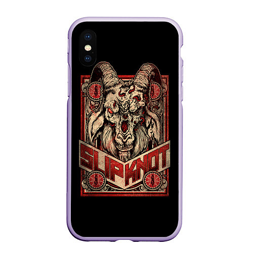 Чехол iPhone XS Max матовый Slipknot Бафомет / 3D-Светло-сиреневый – фото 1