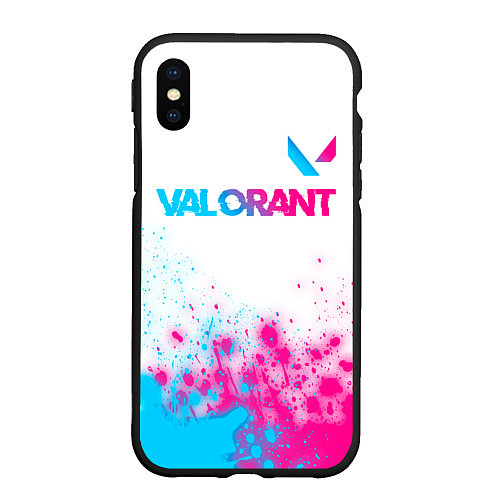 Чехол iPhone XS Max матовый Valorant neon gradient style посередине / 3D-Черный – фото 1