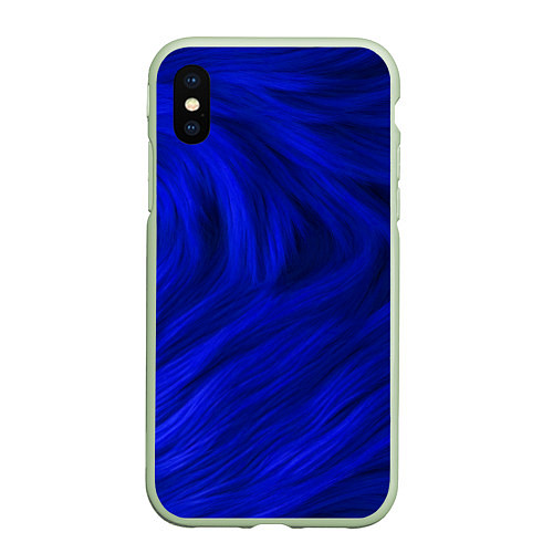 Чехол iPhone XS Max матовый Текстура синей шерсти / 3D-Салатовый – фото 1