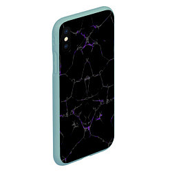 Чехол iPhone XS Max матовый Фиолетовые трещины, цвет: 3D-мятный — фото 2