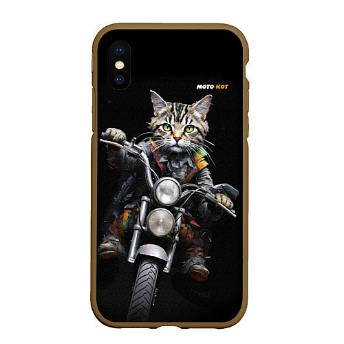 Чехол iPhone XS Max матовый Мотокот / 3D-Коричневый – фото 1