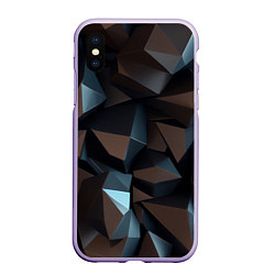 Чехол iPhone XS Max матовый Черная геометрическая абстракция - объемные грани