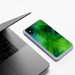 Чехол iPhone XS Max матовый Акварелика, цвет: 3D-светло-сиреневый — фото 2