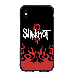 Чехол iPhone XS Max матовый Slipknot в огне, цвет: 3D-черный