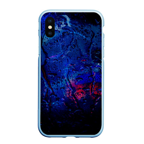 Чехол iPhone XS Max матовый Капли воды на стекле / 3D-Голубой – фото 1
