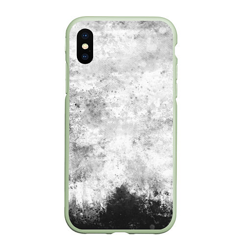 Чехол iPhone XS Max матовый Абстракция - black and white spot / 3D-Салатовый – фото 1