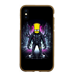 Чехол iPhone XS Max матовый Cool Bart Simpson - cyberpunk - ai art, цвет: 3D-коричневый