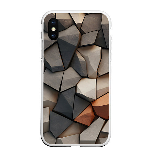 Чехол iPhone XS Max матовый Серые камни / 3D-Белый – фото 1