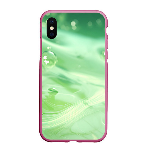 Чехол iPhone XS Max матовый Зеленая вода с пузырями / 3D-Малиновый – фото 1