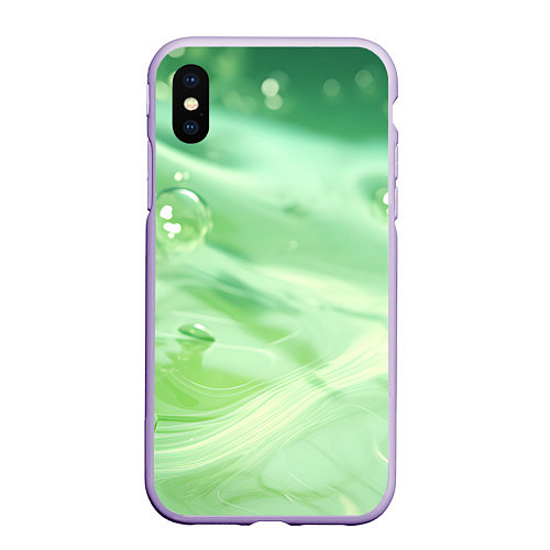 Чехол iPhone XS Max матовый Зеленая вода с пузырями / 3D-Светло-сиреневый – фото 1