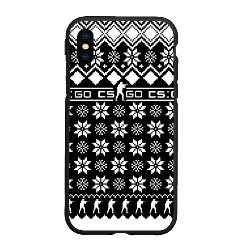 Чехол iPhone XS Max матовый CS GO christmas sweater / 3D-Черный – фото 1