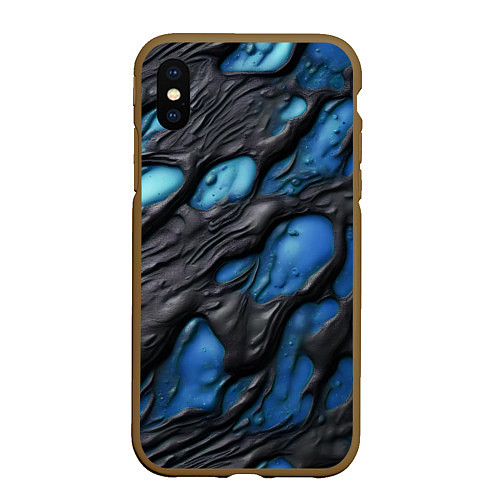 Чехол iPhone XS Max матовый Синяя текучая субстанция / 3D-Коричневый – фото 1