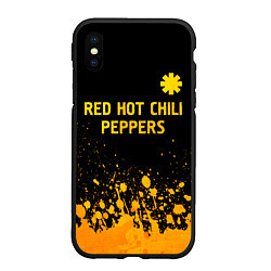 Чехол iPhone XS Max матовый Red Hot Chili Peppers - gold gradient посередине