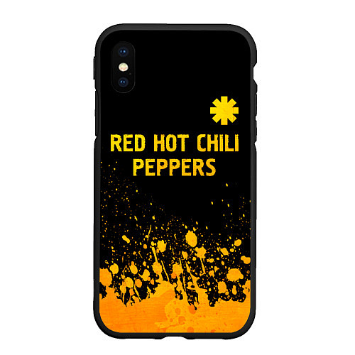 Чехол iPhone XS Max матовый Red Hot Chili Peppers - gold gradient посередине / 3D-Черный – фото 1