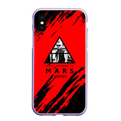 Чехол iPhone XS Max матовый 30 Second to mars краски абстрактные, цвет: 3D-светло-сиреневый