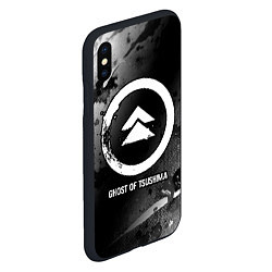 Чехол iPhone XS Max матовый Ghost of Tsushima glitch на темном фоне, цвет: 3D-черный — фото 2