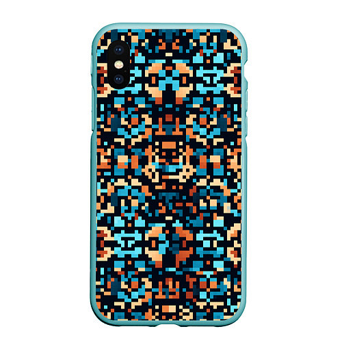 Чехол iPhone XS Max матовый Пиксельный арт / 3D-Мятный – фото 1