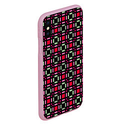 Чехол iPhone XS Max матовый Красно-черный зеленый геометрический узор, цвет: 3D-розовый — фото 2