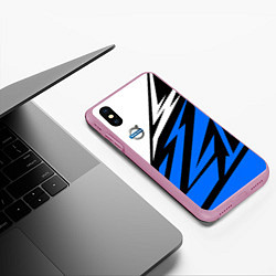 Чехол iPhone XS Max матовый Volvo - white and blue, цвет: 3D-розовый — фото 2