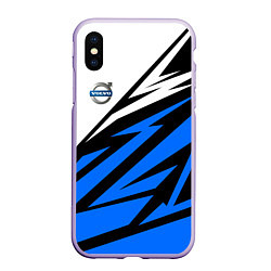 Чехол iPhone XS Max матовый Volvo - white and blue, цвет: 3D-светло-сиреневый