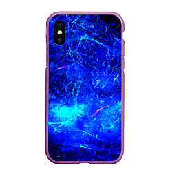 Чехол iPhone XS Max матовый Синий лёд и снежинки, цвет: 3D-фиолетовый