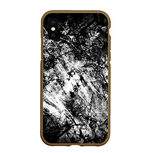 Чехол iPhone XS Max матовый Зимний лес узоры / 3D-Коричневый – фото 1