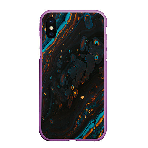 Чехол iPhone XS Max матовый Разводы на нефтяной луже / 3D-Фиолетовый – фото 1