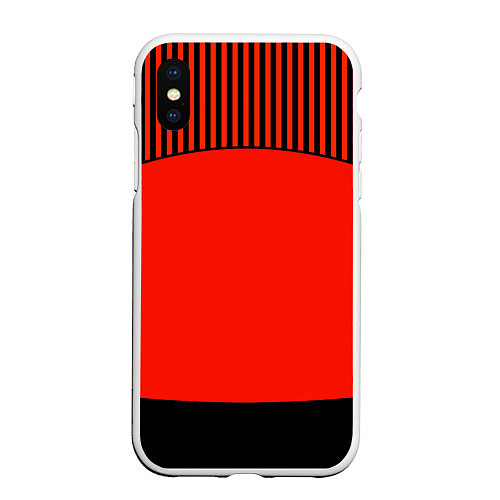 Чехол iPhone XS Max матовый Оранжево черный комбинированный узор в полоску / 3D-Белый – фото 1