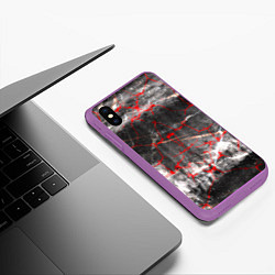 Чехол iPhone XS Max матовый Красные узоры, цвет: 3D-фиолетовый — фото 2