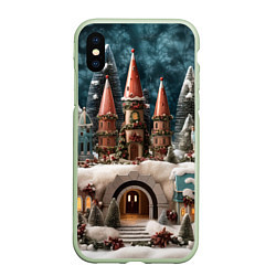 Чехол iPhone XS Max матовый Деревенские домики зимой