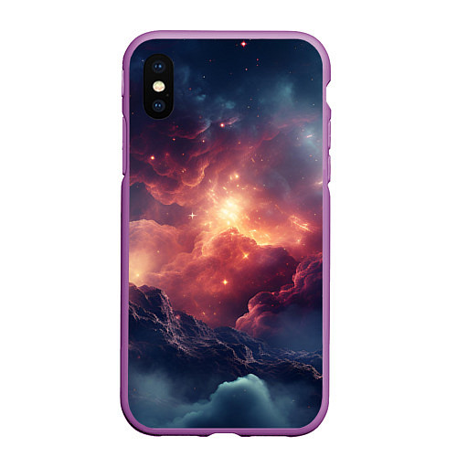 Чехол iPhone XS Max матовый Космические облака / 3D-Фиолетовый – фото 1