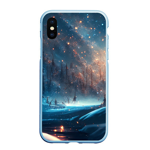 Чехол iPhone XS Max матовый Сказочный лес / 3D-Голубой – фото 1