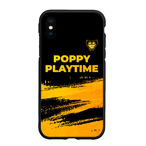 Чехол iPhone XS Max матовый Poppy Playtime - gold gradient посередине / 3D-Черный – фото 1