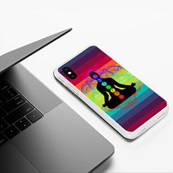 Чехол iPhone XS Max матовый Символ кундалини йоги - чакры исцеления, цвет: 3D-белый — фото 2