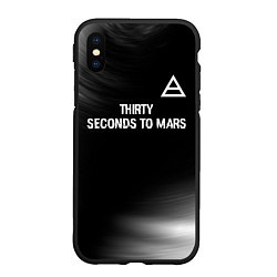 Чехол iPhone XS Max матовый Thirty Seconds to Mars glitch на темном фоне посер, цвет: 3D-черный